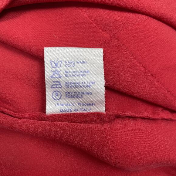 La Perla Shirt Womens Medium Red Silk Checkered Button Up Blouse Made Italy - Picture 5 of 7